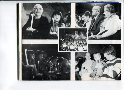 Images of the crowd watching Carols by Candlelight and a view from the orchestra across the stage