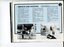 Listing of services and facilities and images of children on a board at Burwood and older lady listening to a Talking Book Machine