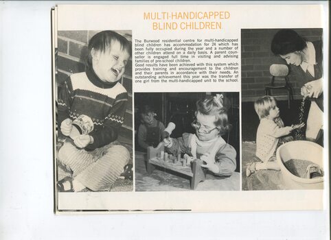 Update on children with multiple disabilities and three photos of children playing