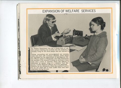 Welfare department update and man talking to a teenager whilst sitting at a desk
