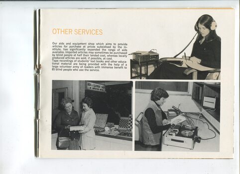 Update on equipment shop and photos of women in the shop, in the recording studio and listening at home with study materials