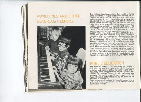 Auxiliaries update and photo of three children at  piano