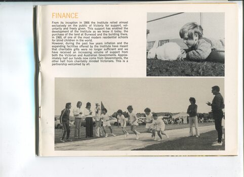 Finance update and photo of a boy and a rabbit and five boys in a running race