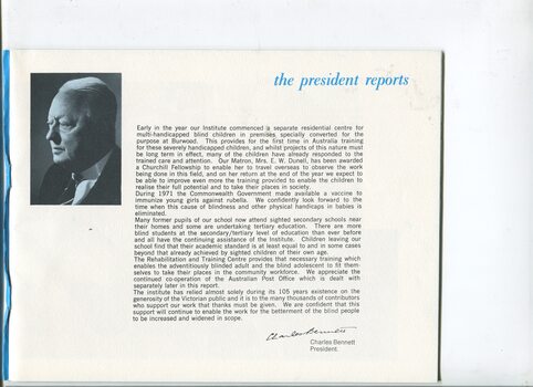 Portrait of Charles Bennett and President's Report