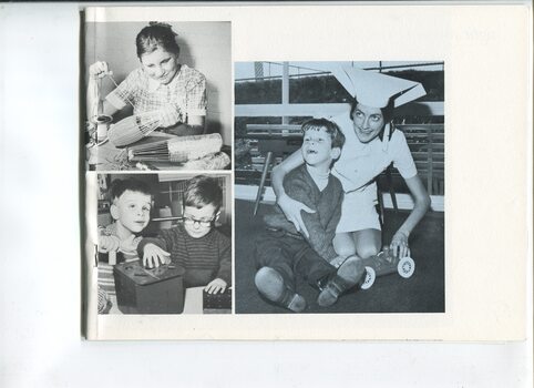 Pictures of children playing and weaving