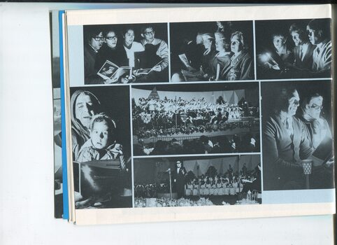 Various pictures taken at Carols by Candlelight including two of the stage and five of people who attended