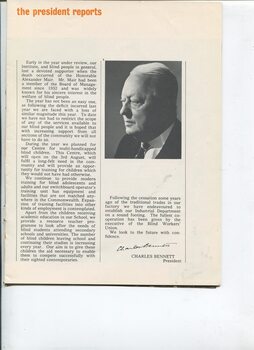 Presidents report including portrait of President
