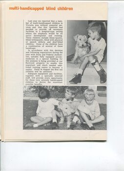 Report on assisting children with multiple conditions and pictures of children with a puppy