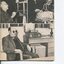 Photographs of older people listening to the radio and weaving in a large room with others