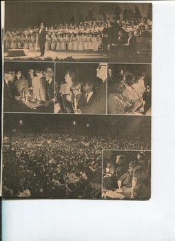 Carols by Candlelight in pictures: various people in the crowd, a view of the crowd and one of the stage with choirs and speakers