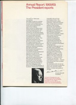 Presidents report including portrait of President