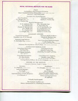 List of Main Office Bearers, including consulting medical staff and Patrons