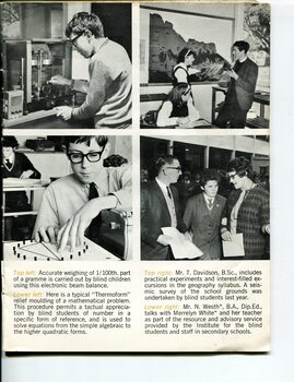 Students weigh and use a tactile maths problem, teachers T Davidson and Neil Westh speak with students including Merrelyn White