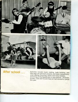 Student musical group, patting dogs and using the gym equipment