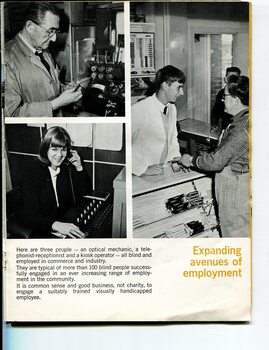 People employed as an optical mechanic, telephonist-receptionist and kiosk operator