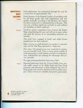 Overview of the RVIB Factory and decision to discontinue the Basket Shop and stop on sugar packaging in 1963