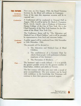 Preparation for centenary celebrations to be held on 21 August 1966