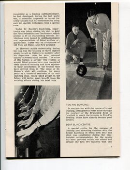 Three school students with hands on bowling balls and bowler with coach on the lane