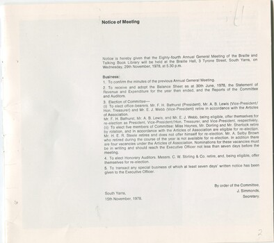 Notice and Agenda of Annual General Meeting