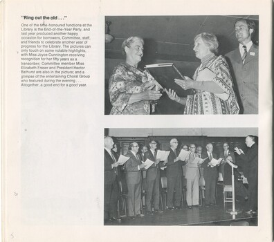 Joyce Cunnington, Elizabeth Fraser and Hector Bathurst, and the Choral Group