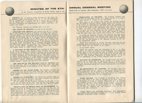Minutes of the AGM including election of office bearers