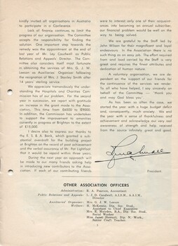 President's report with list of Association officers