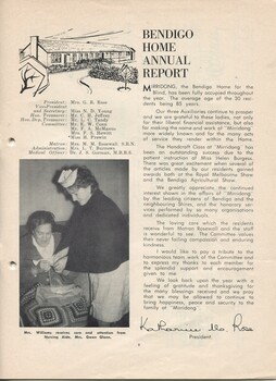 Bendigo Home Report with image of Nursing Aid Gwen Glenn helping Mrs Williams with her handiwork