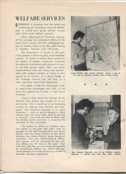 Welfare Services overview with images of Evelyn Muirden planning her route on a map and Barbara Glanville in the kitchen with Mary Roberts