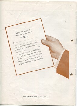 Picture of hand holding a card with information on Form of Bequest