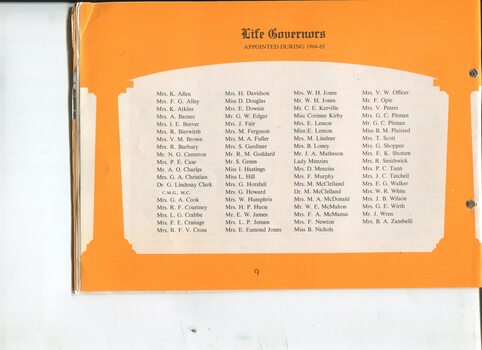 List of Life Governors appointed during the year