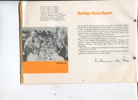 Bendigo home report with image of residents enjoying a Christmas tea
