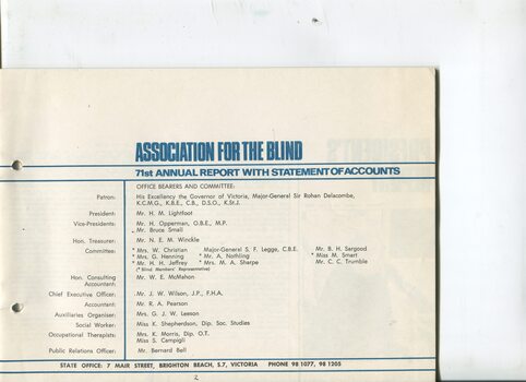 List of Office Bearers and Committee members