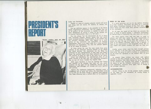 President's report with image of elderly woman
