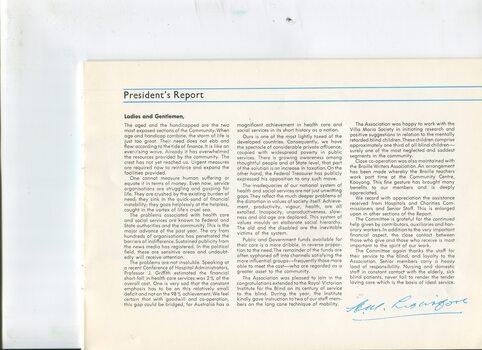 President's report on activities undertaken throughout the year