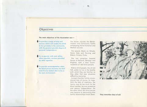 Objectives of the Association and image of an elderly couple holding hands