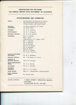 List of Office Bearers, Committee and senior staff