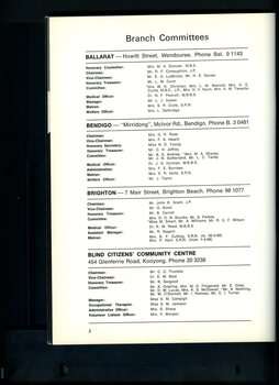 Branch committee listing and senior medical staff