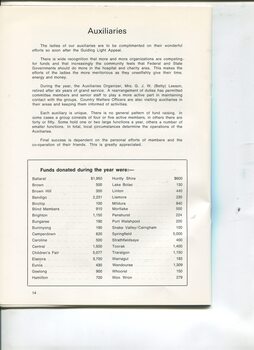Overview of Auxiliaries and amounts raised by each Auxiliary