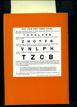 Vision eye chart with description