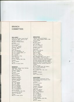 List of Branch Committee and Senior staff at homes