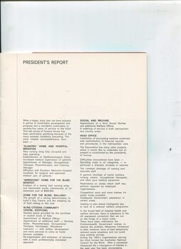 President's report outlining activities and challenges over the past year