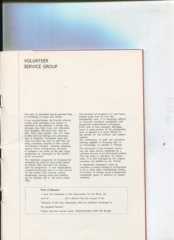 Overview of Volunteer Service Group and Form of Bequest