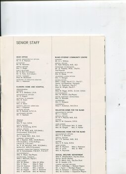 Listing of Senior Staff across all branches
