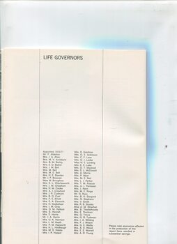 List of Life Governors appointed during the year