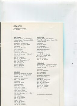 List of Branch Committees at Ballarat, Bendigo, Brighton and Kooyong