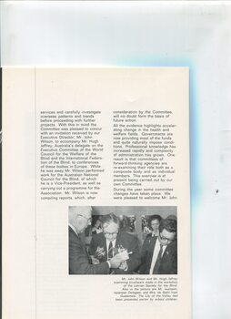 President's report outlining activities and challenges over the past year with photograph of John Wilson and Hugh Jeffrey