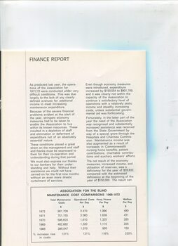 Finance report with table showing costs from 1968 to 1972