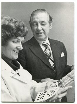 Victorian Premier Rupert Hamer is shown a game of patience by Sister L. Maher