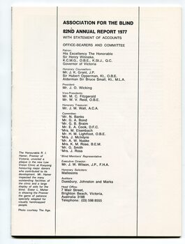 Listing of office bearers, committee and address for head office