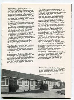 Bendigo Branch Golden Jubilee - history of services in Ballarat area and landscape picture of Mirridong